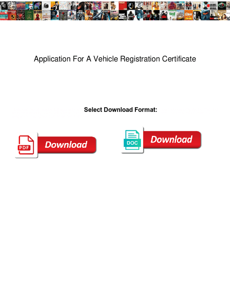 Fillable Online Application For A Vehicle Registration Certificate