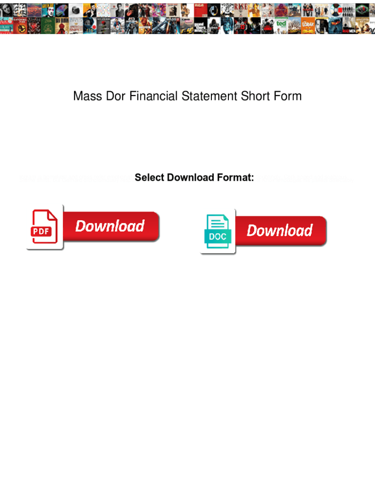 Fillable Online Mass Dor Financial Statement Short Form. Mass Dor