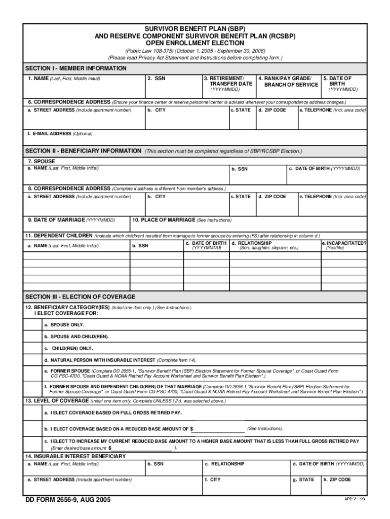 Fillable Online The Reserve Component Survivor Benefit Plan Military