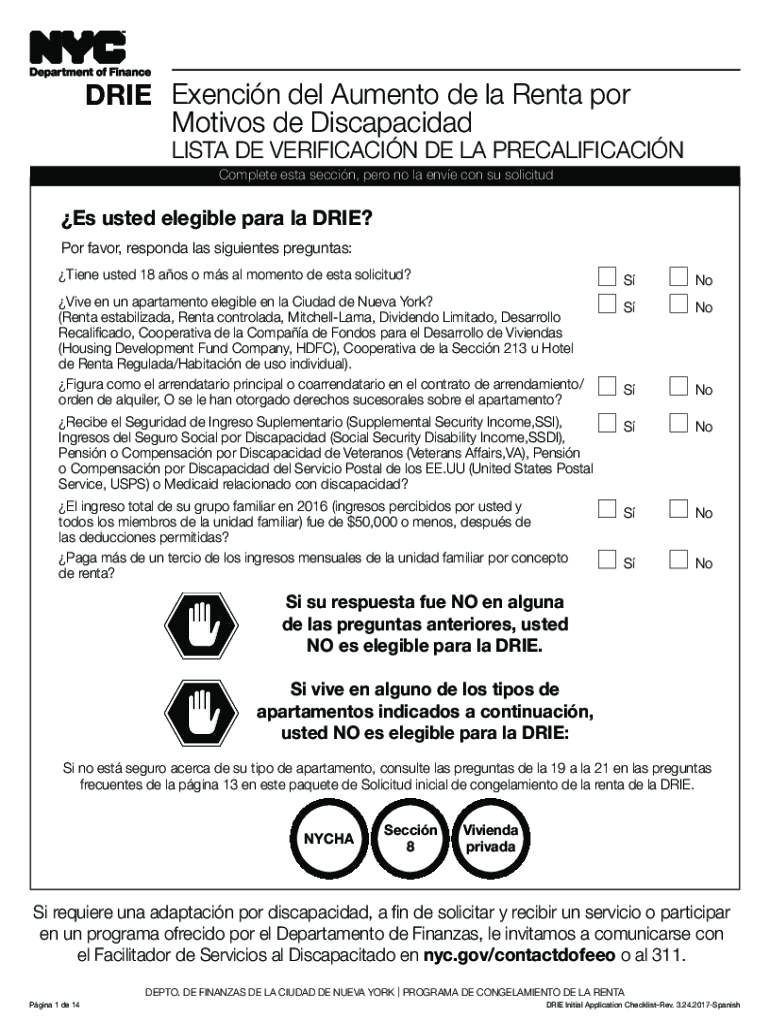 Fillable Online Disability Rent Increase Exemption (DRIE)ACCESS NYC Fax
