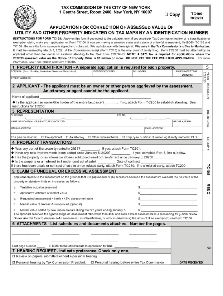 2022 Form NY TC TC105Fill Online, Printable, Fillable, Blank pdfFiller