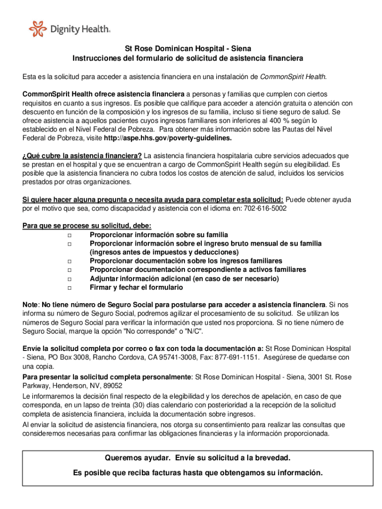 Fillable Online St Rose Dominican Hospital Dignity Health Fax Email
