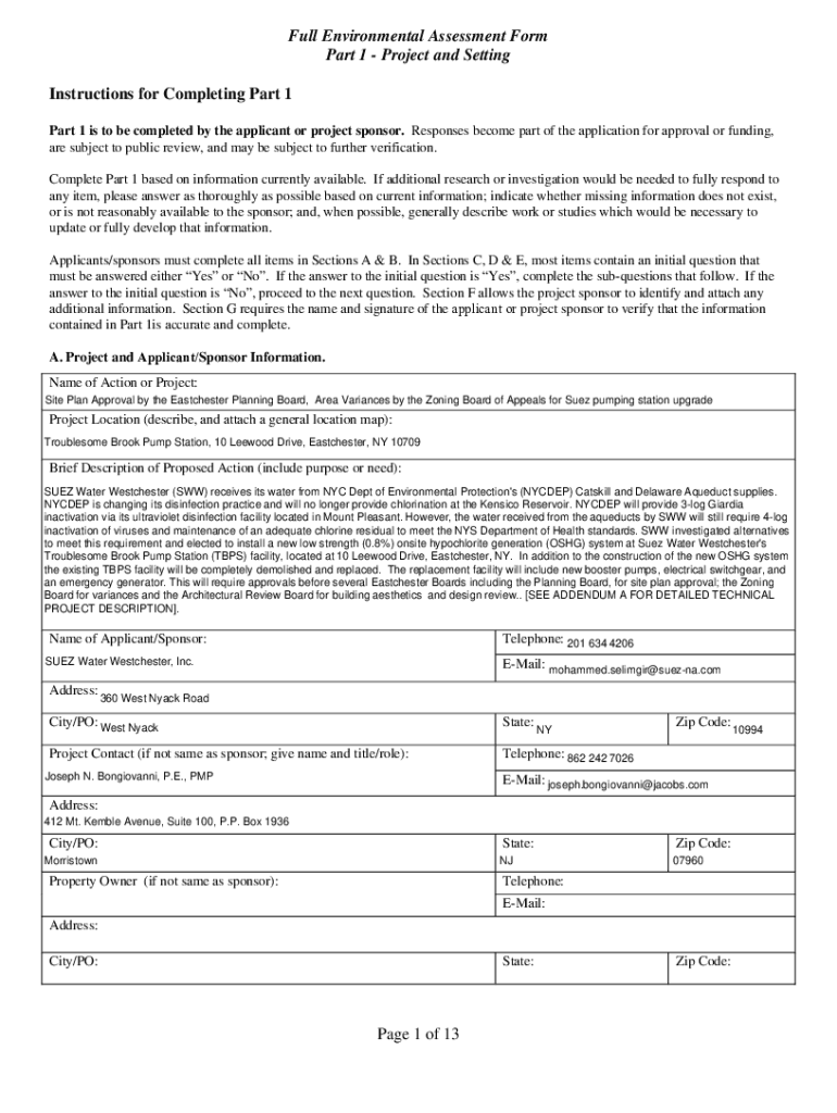 Fillable Online The SUEZ WATER TROUBLESOME BROOK PUMP STATION Fax Email