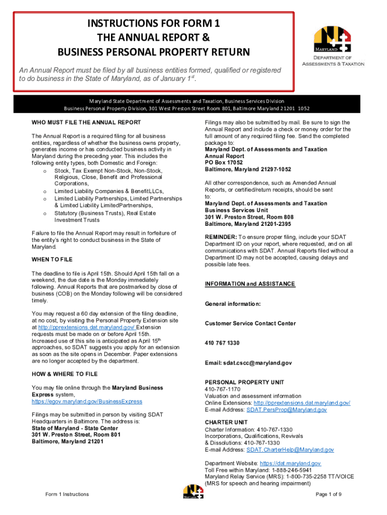 2022 Form MD SDAT 1 Instructions Fill Online, Printable, Fillable, Blank pdfFiller