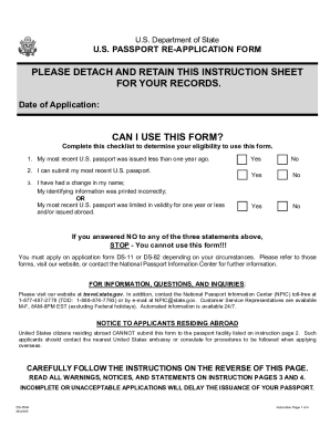 Fillable Online Form Ds-5504 - Us Passport Re-Application Form