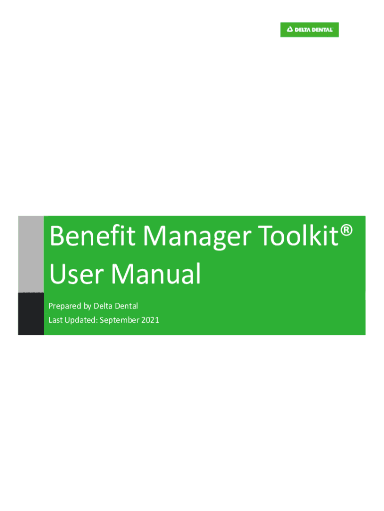 Fillable Online Delta Dental's Benefit Manager Toolkit User Manual Fax