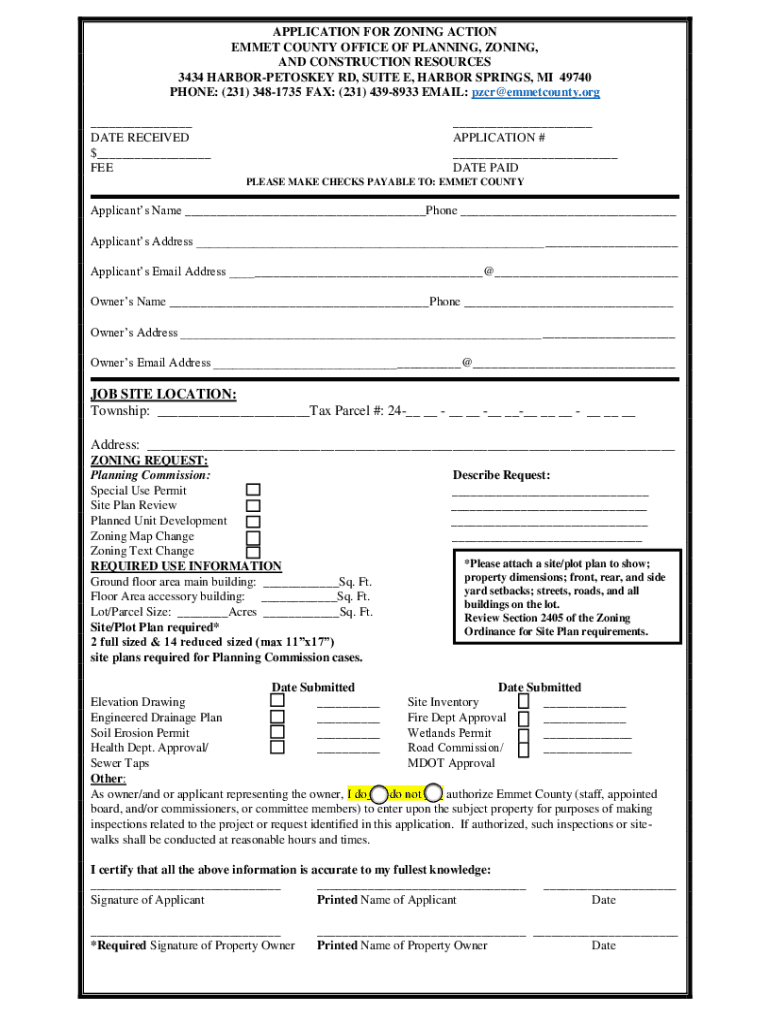 Fillable Online Emmet County Planning and Zoning Fax Email Print