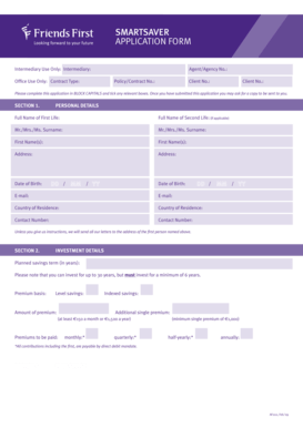 Fillable Online SmartSaver APPLICATION FORM - Money Advice Fax Email