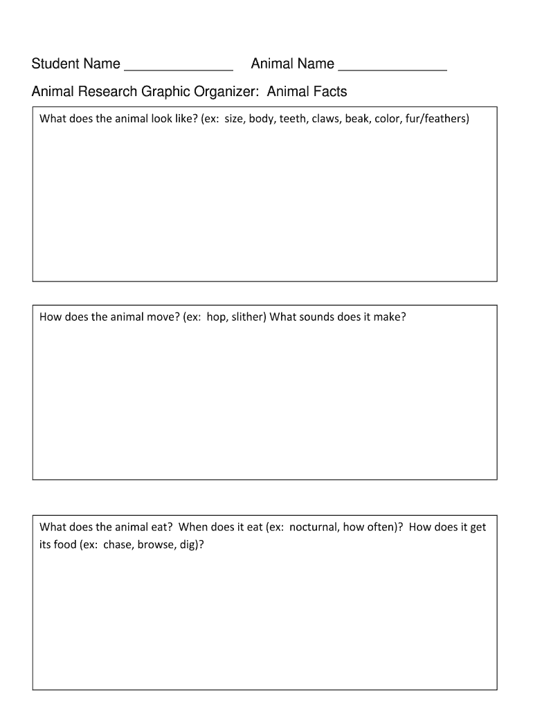 Fillable Online Animal Research Graphic Organizer Animal Facts Fax