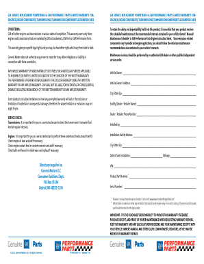 GM Crate Engine Warranty - Speedway Motors - Fill and Sign Printable