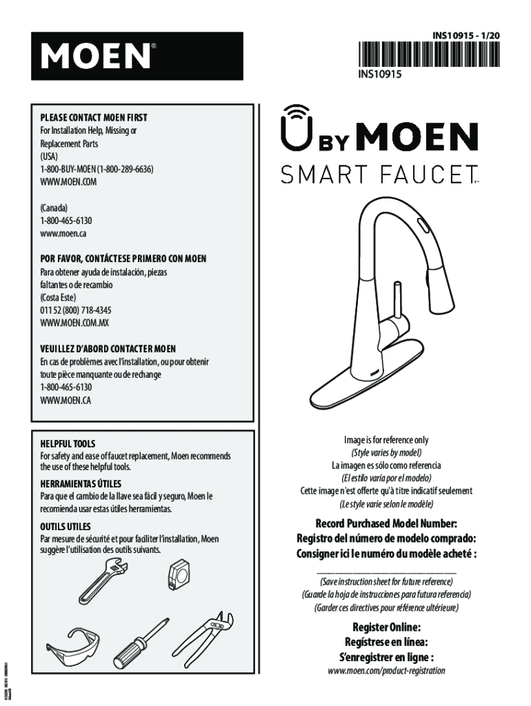 Fillable Online Fillable Online Please contact Moen first Installation