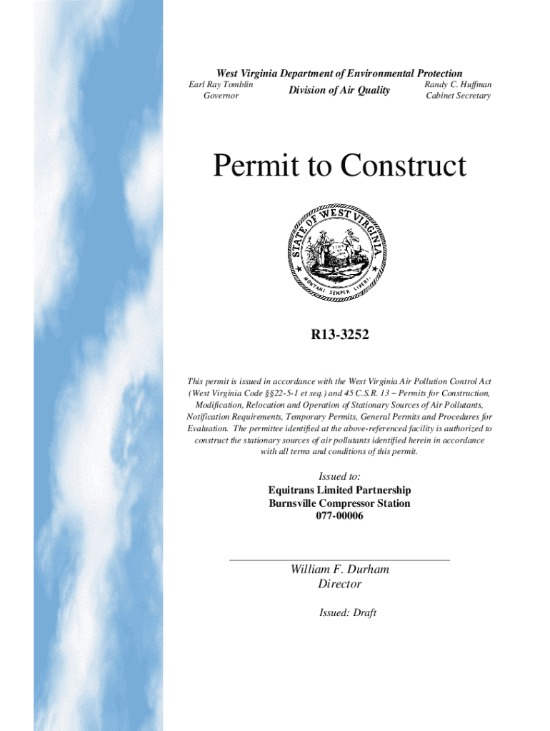 Fillable Online dep wv Permit to Construct West Virginia Fax Email