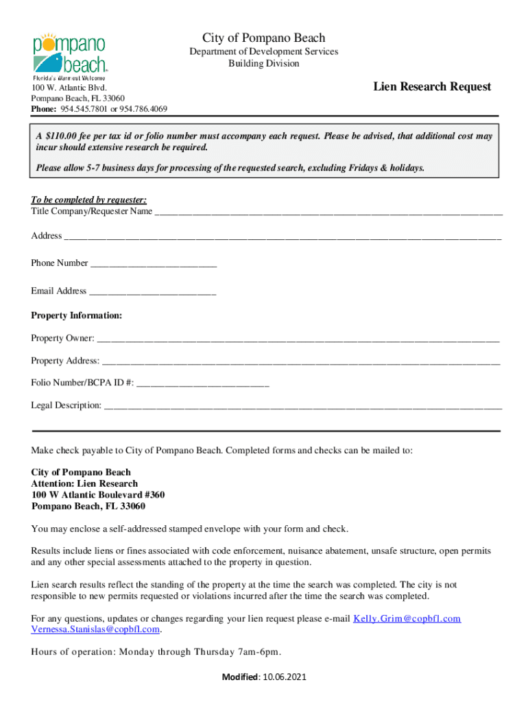 Building Permits & Inspections City of Pompano Beach Fill out & sign