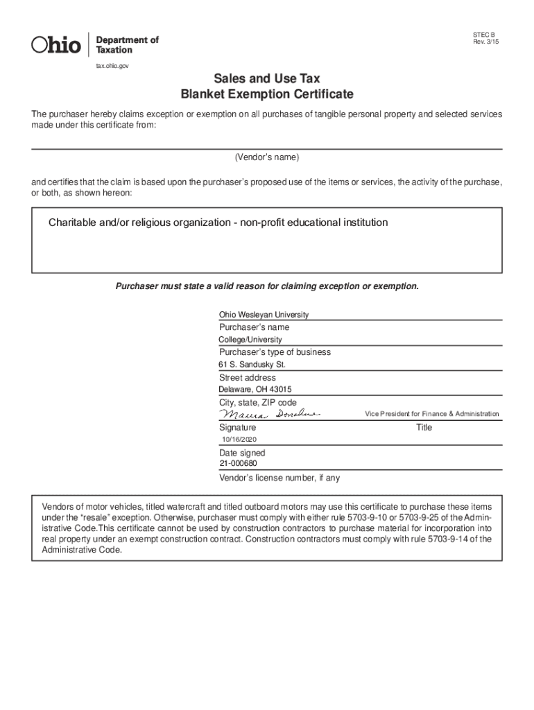 Fillable Online Ju pakaho fedi lumzavu STEC B Rev. 3/15tax.ohio