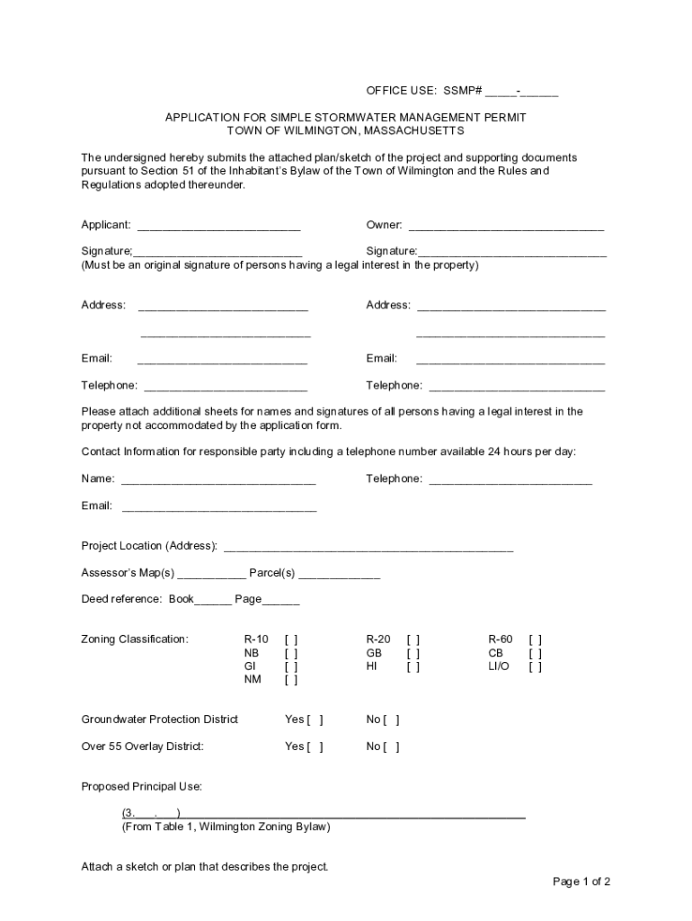 Fillable Online Fillable Online town wilmington ma OFFICE USE SSMP Fax Email Print pdfFiller