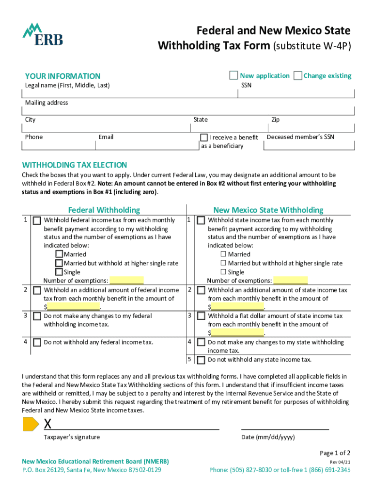 Fillable Online PDF Federal and New Mexico State Tax Withholding Form