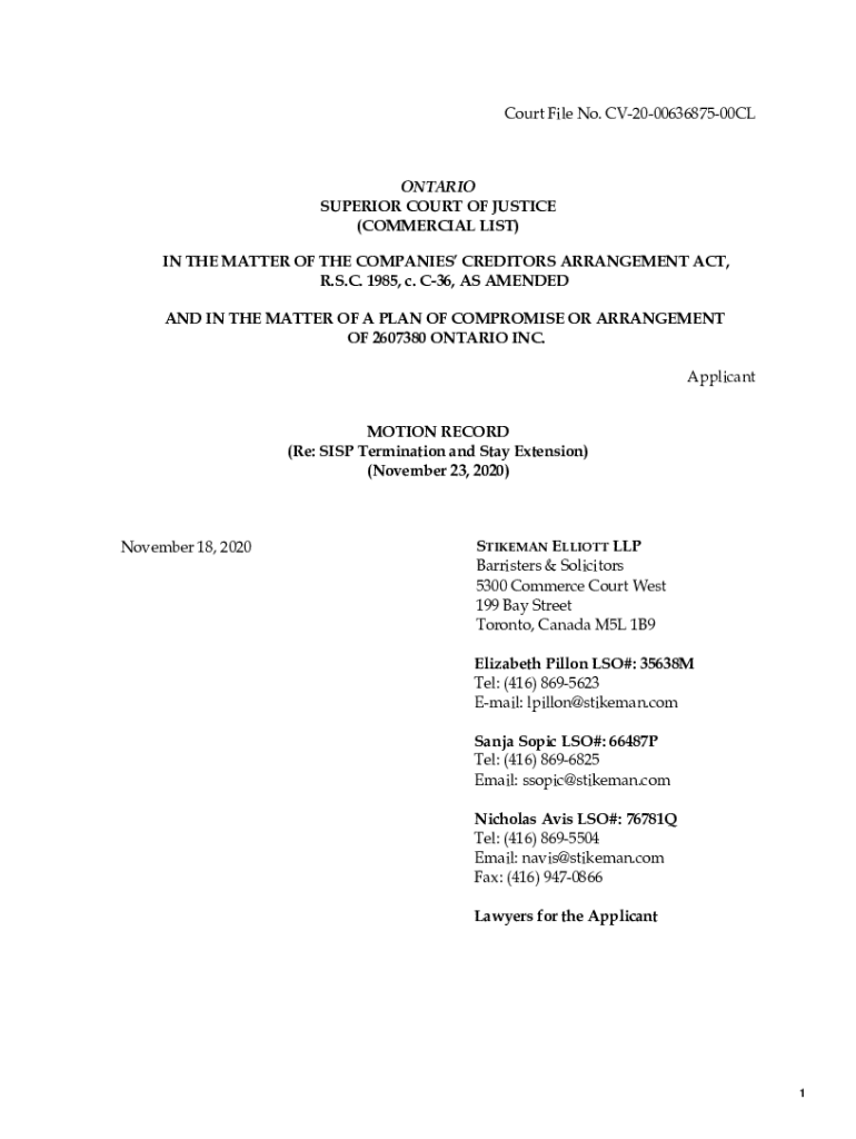 Fillable Online Inform Ontario Court Forms for Word 9+ Richter Fax