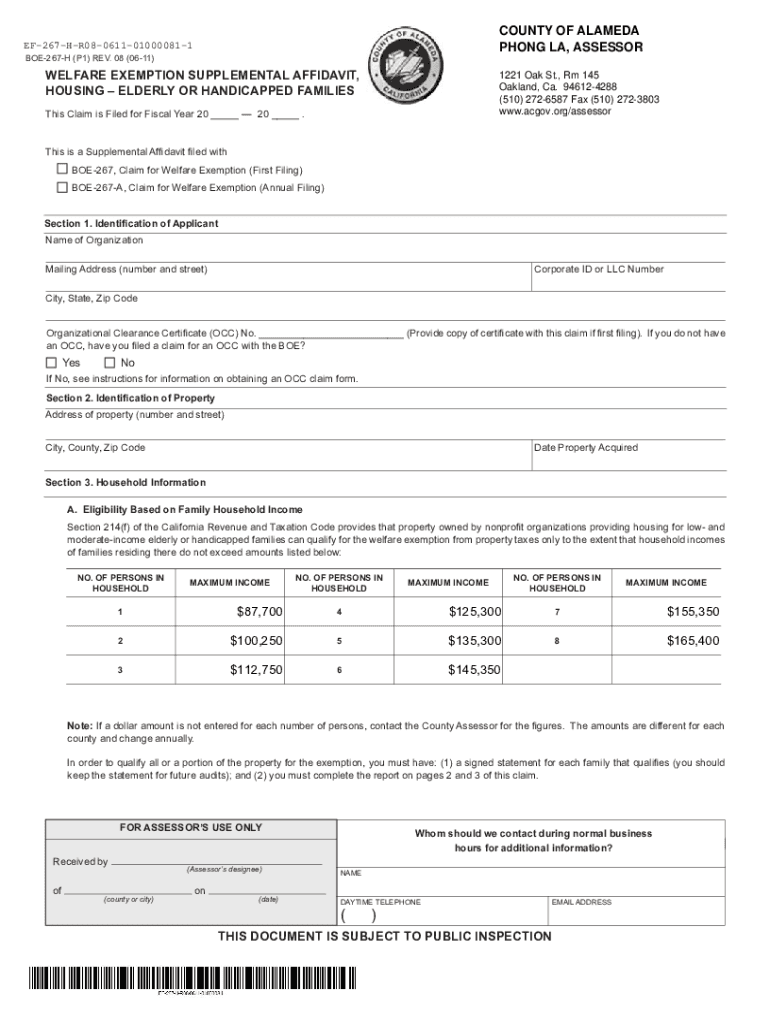 Fillable Online Get the free Welfare exemption supplemental affidavit