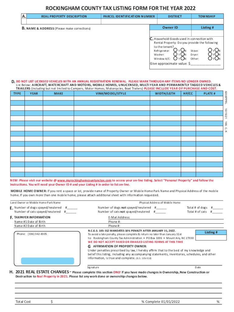 Fillable Online Fillable Online LISTING WILSON COUNTY TAX LISTING FORM Fax Email Print