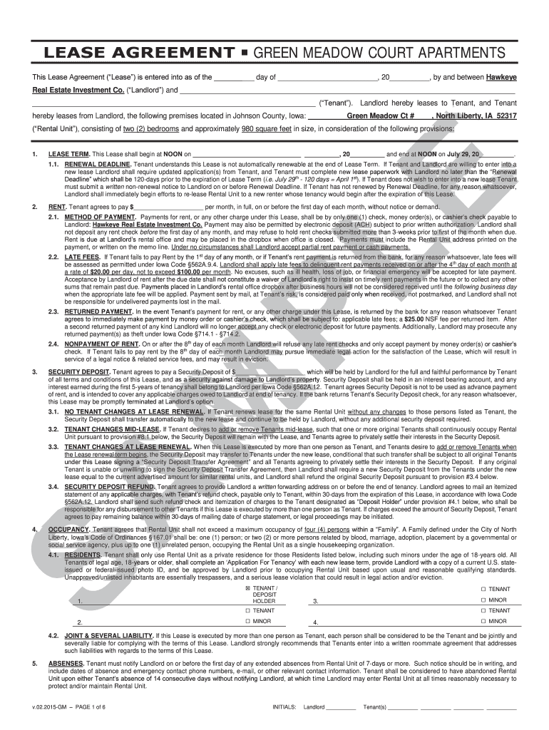 Fillable Online GREEN MEADOW COURT APARTMENTS Fax Email Print pdfFiller