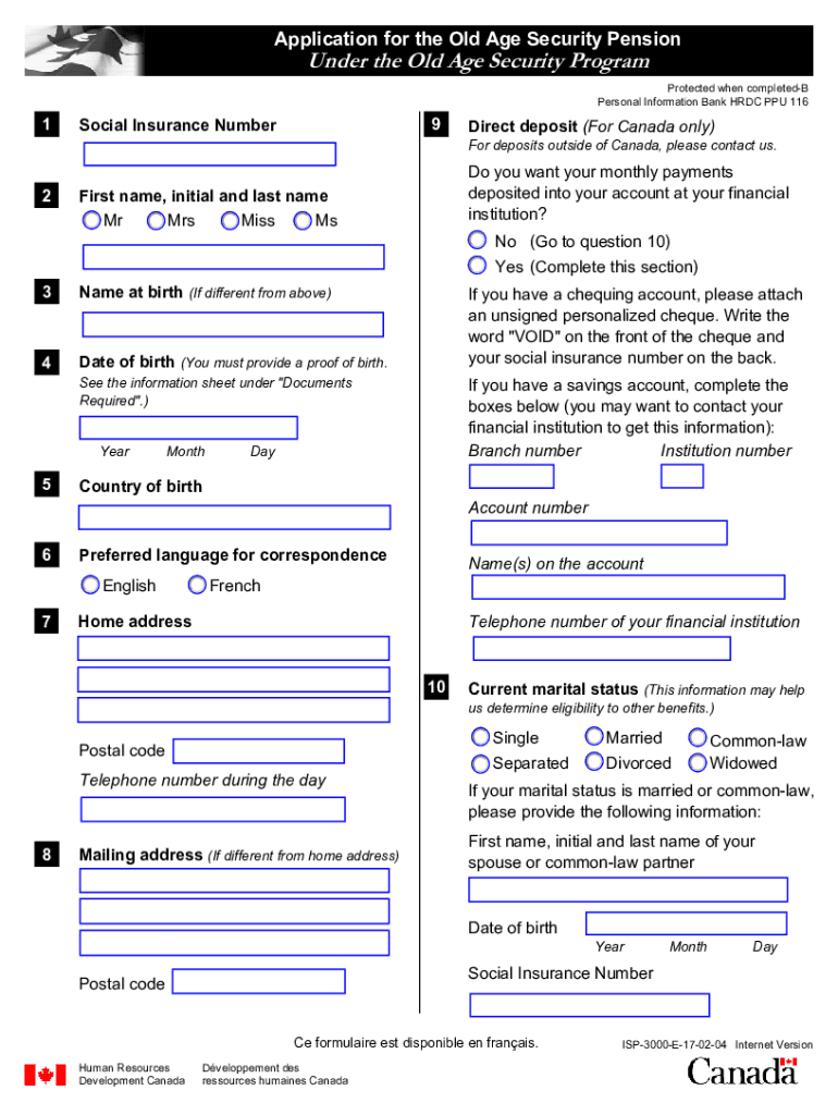 Canada Old Age Pension Application - Fill Online, Printable, Fillable