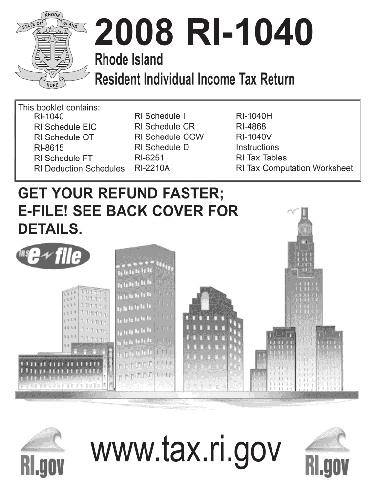 Fillable Online tax ri 2008 RI1040 Rhode Island Resident Individual