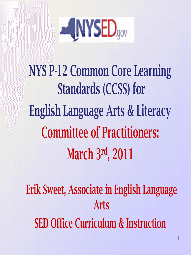 NYS P-12 Common Core Learning Standards (CCSS) for English - p12 nysed