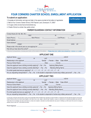 Charter School Enrollment Application Fillable Form - Fill and Sign