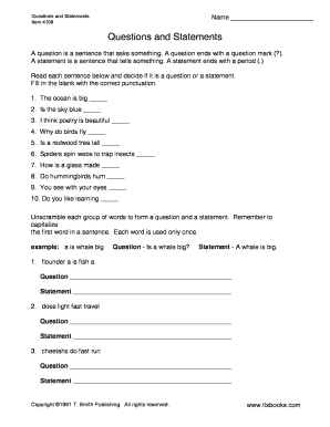 Questions Or Statements Worksheet. Identify A Question Or A Statement