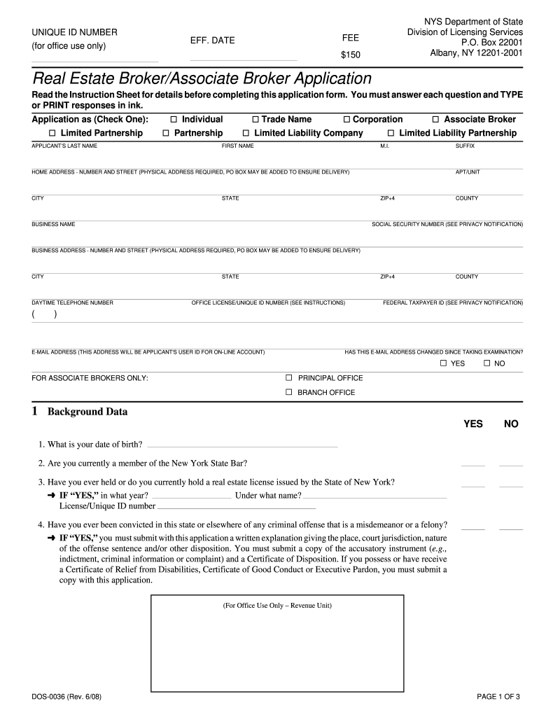 Nys real estate broker application Fill out & sign online DocHub