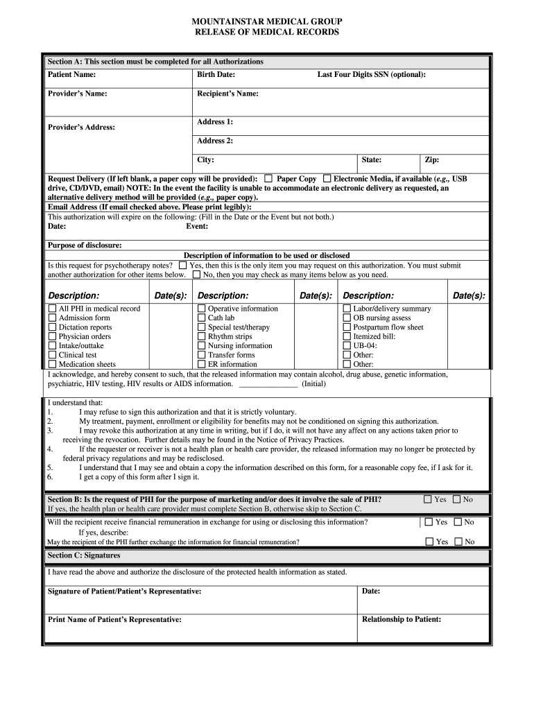 Medical release records Fill out & sign online DocHub