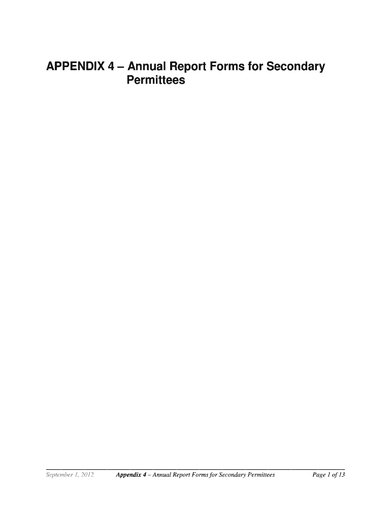 Fillable Online ecy wa Appendix 4. Annual Report Form for Secondary