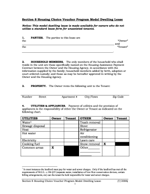 MA Section 8 Housing Choice Voucher Program Model Dwelling Lease 2006