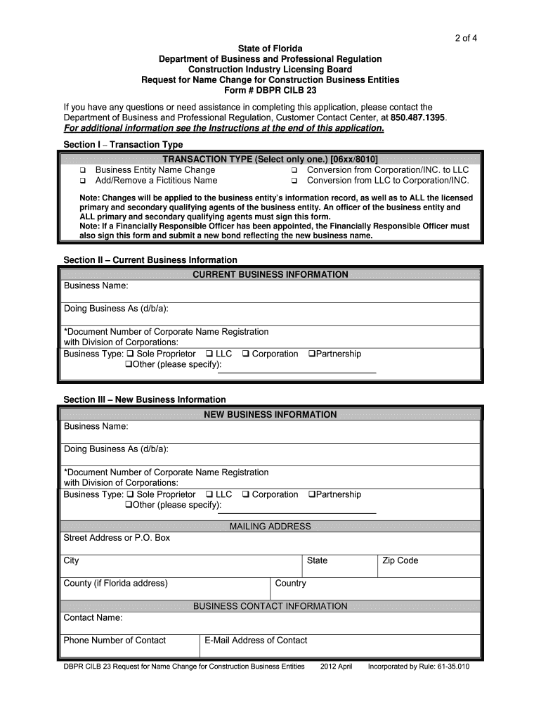 Fillable Online CILB 23 Fax Email Print pdfFiller