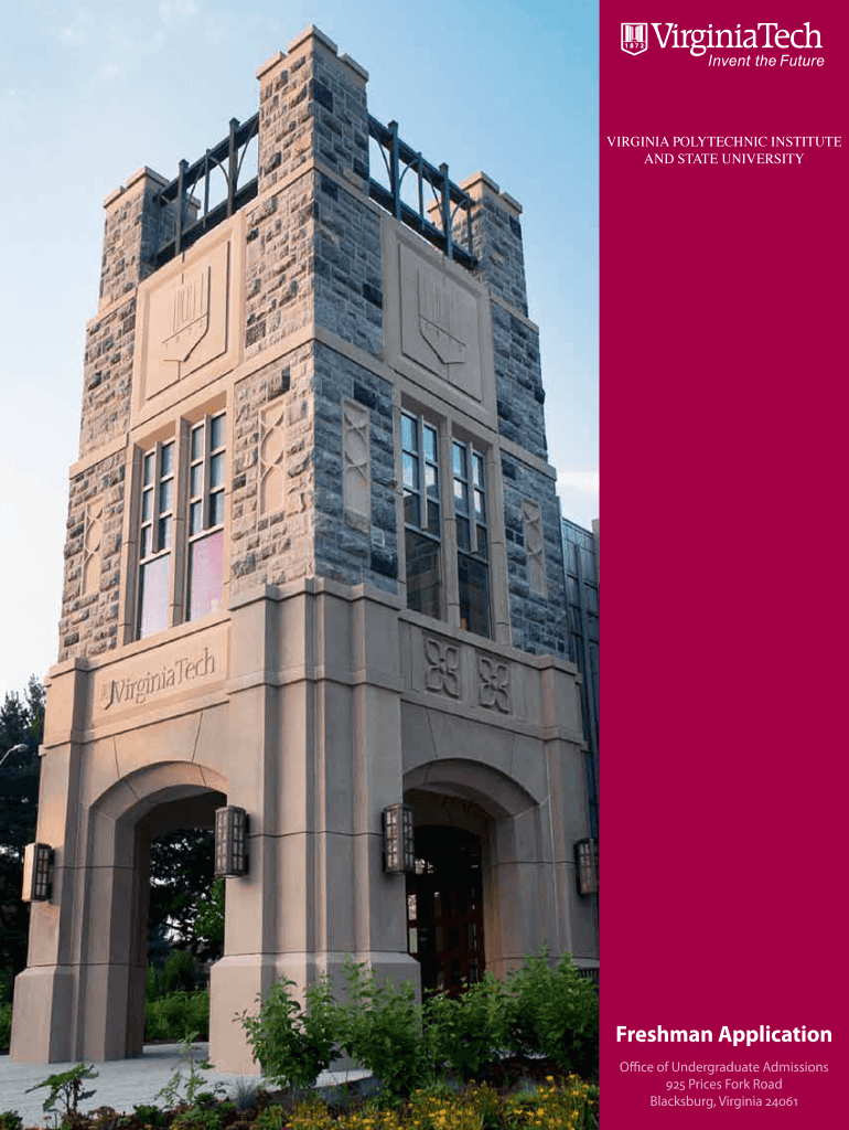 Fillable Online admiss vt Virginia Tech Freshman Application