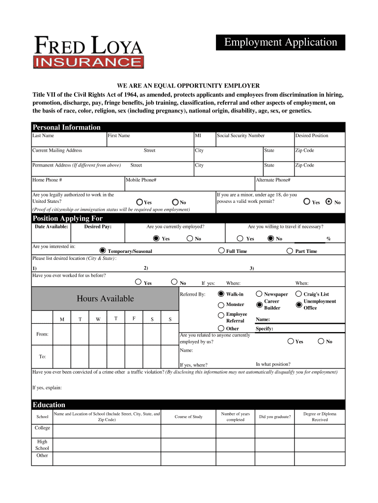 Fred loya app Fill out & sign online DocHub