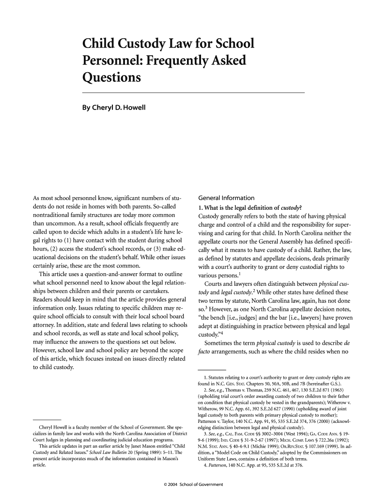 Fillable Online Child Custody Law for School Fax Email Print pdfFiller