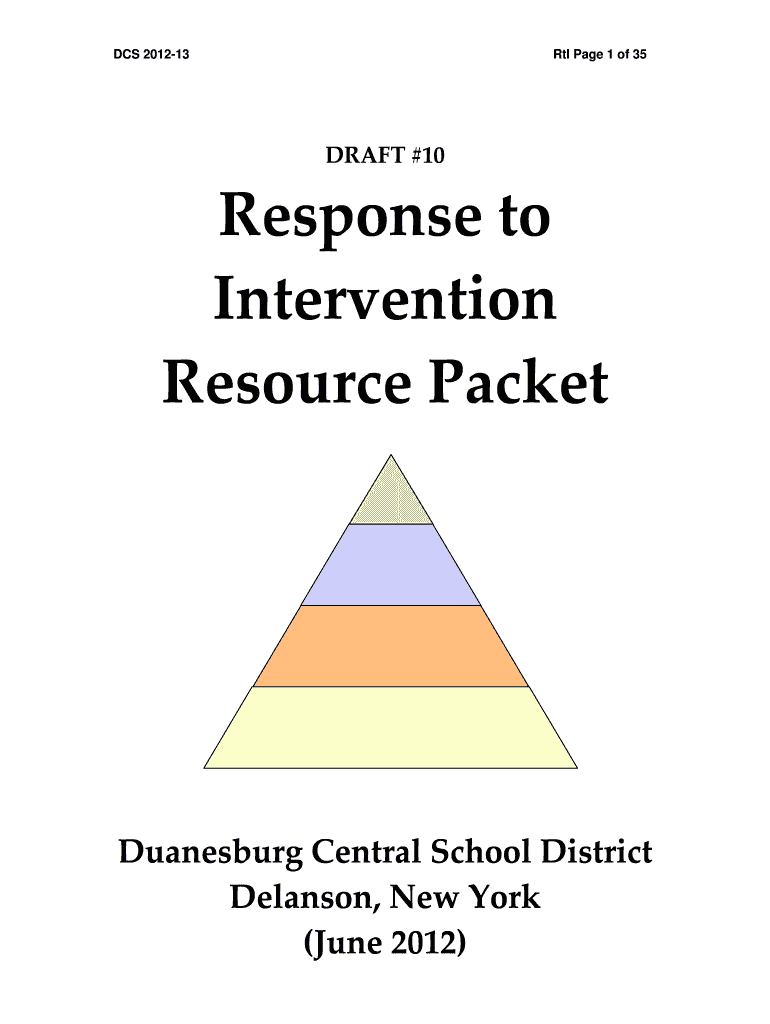 Fillable Online duanesburg Response to Intervention Resource Packet
