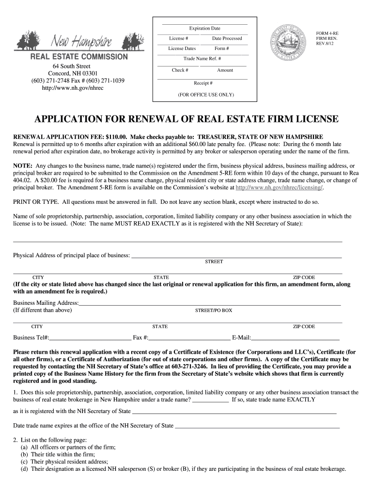 Fillable Online nh Firm License Renewal Form NH.gov Fax Email Print