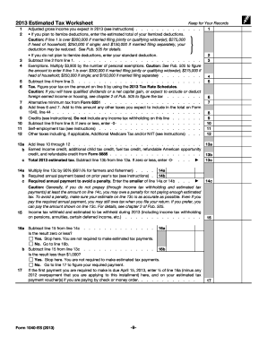 2013 Form IRS 1040-ES Fill Online, Printable, Fillable, Blank - pdfFiller