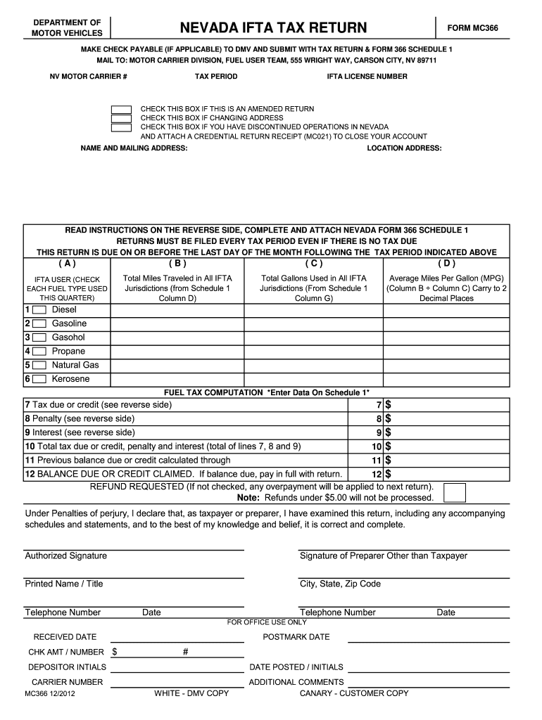 NV DMV MC366 2012 Fill out Tax Template Online US Legal Forms