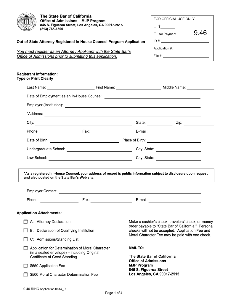 California registered in house counsel Fill out & sign online DocHub