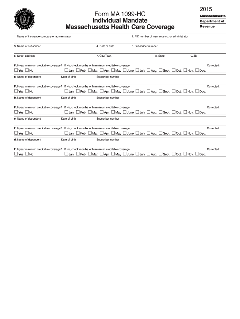 2015 Form MA DoR 1099HC Fill Online, Printable, Fillable, Blank pdfFiller