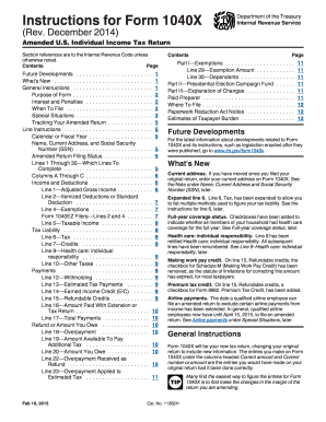 IRS Instructions 1040X 2014 - Fill out Tax Template Online
