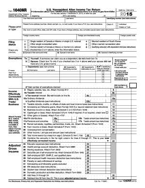 IRS 1040-NR 2015 - Fill out Tax Template Online