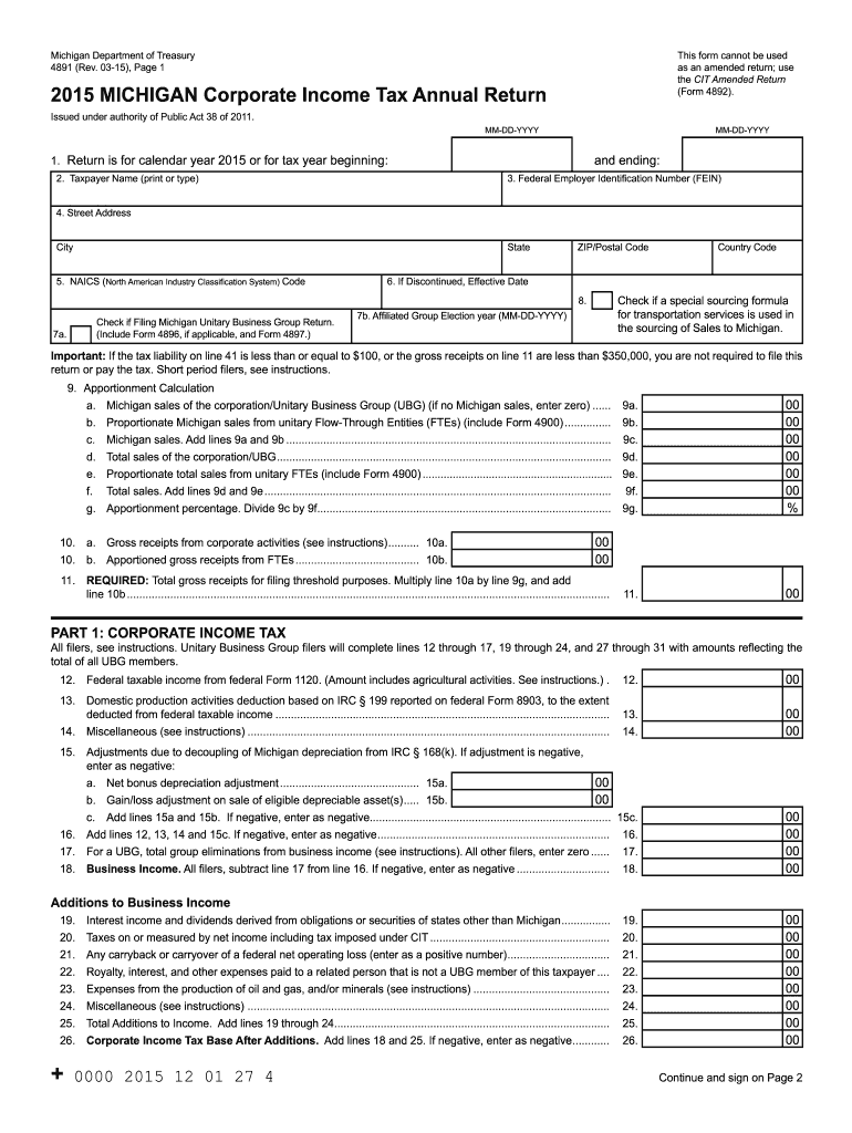 2015 Form MI DoT 4891 Fill Online, Printable, Fillable
