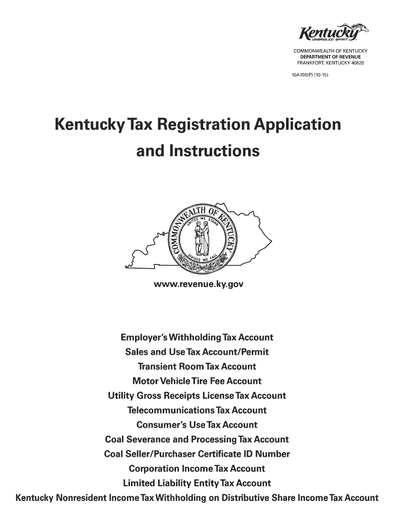 2015 Form KY DoR 10A100 Fill Online, Printable, Fillable, Blank pdfFiller