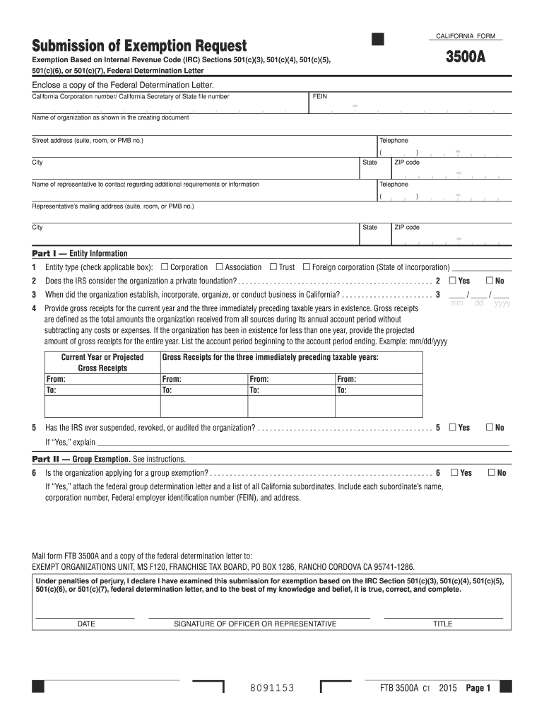 2015 Form CA FTB 3500A Fill Online, Printable, Fillable, Blank PDFfiller