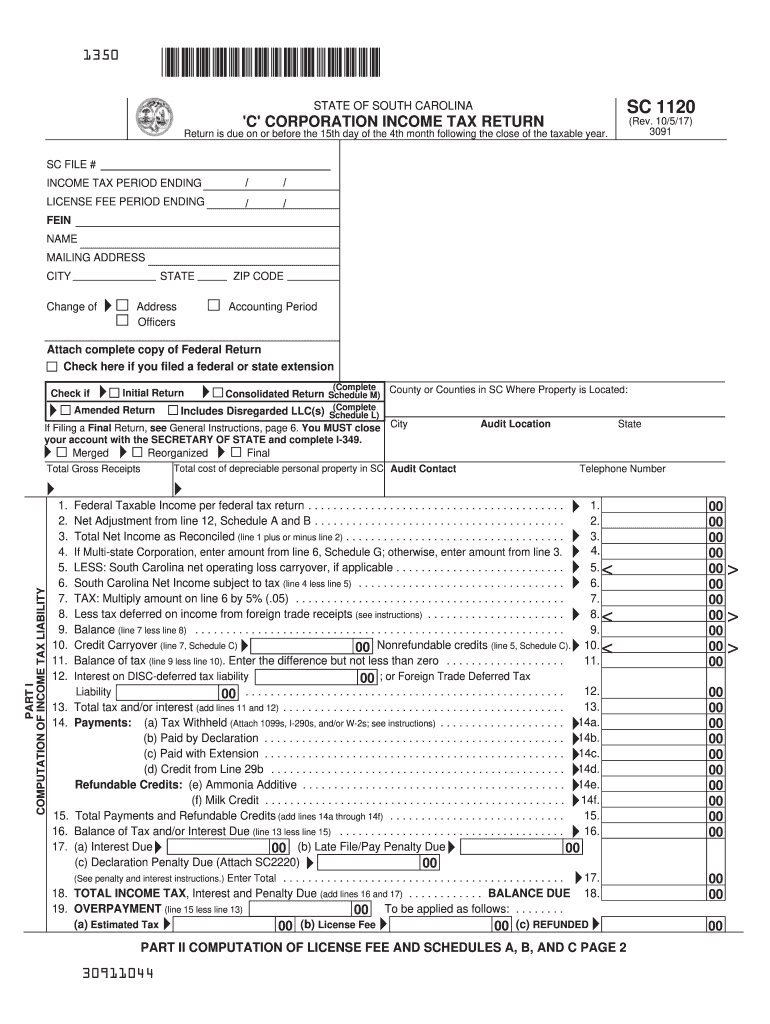2015 Form SC DoR SC1120 Fill Online, Printable, Fillable, Blank PDFfiller