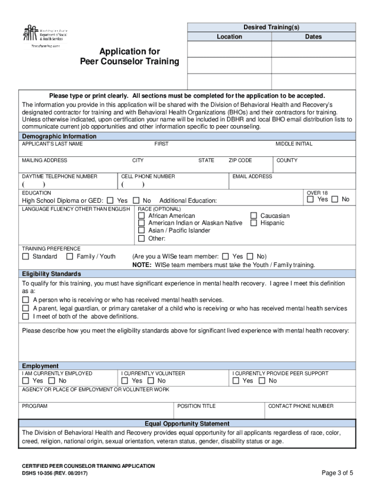 Free peer support specialist training online washington state Fill out